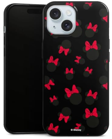 Slim Case extra dünn kompatibel mit Apple iPhone 15 Silikon Handyhülle schwarz Hülle Maus Disney Mickey & Minnie Mouse