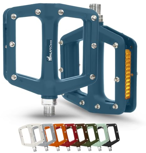 IMPALAPRO - Fahrradpedale mit Reflektoren aus Nylonfaser und Versiegeltem Lager 9/16 - Flat Pedale Reflektor - Fahrradpedale Citybike - Pedale Gravel Bike (Blau)