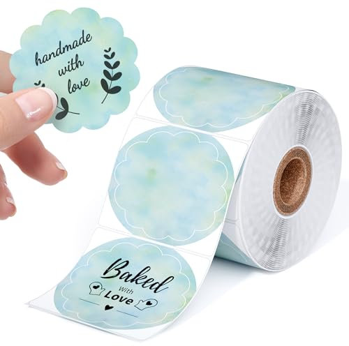Phomemo Thermal Star Colour Etiketten - Multifunktionale selbstklebende Etiketten, 2*2 (50x50mm) Bunte runde Etiketten, Star Green Etiketten, 500 Etiketten/Rolle