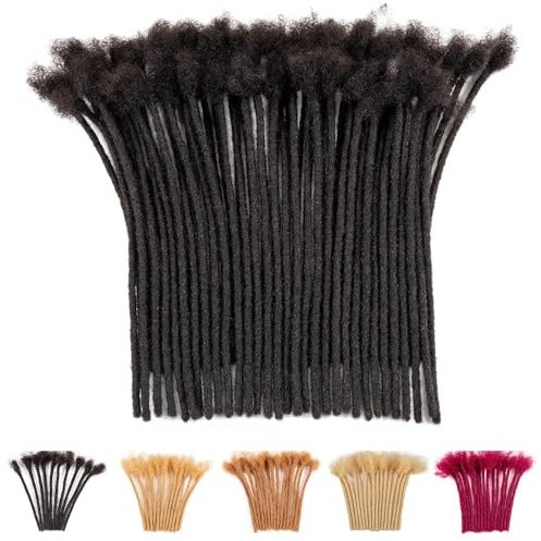 Teresa Dreadlock Extensions 100% Real Human Hair 10 Inch 0.6cm Width Loc Extension Human Hair 10 Strands Full Hand-made Permanent Locs Extensions Can Be Dyed and Bleached for Men/Women/Kids