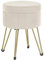SONGMICS Runder Sitzhocker, Hocker mit Stauraum, Samt Schminktisch Hocker, 39 cm d, 44,4 cm H, 4 Metallbeine, für Ankleidezimmer, Wohnzimmer, Schlafzimmer, cremeweiß LOM003W01
