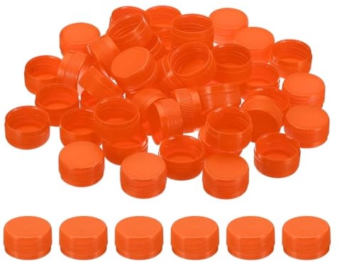PATIKIL 1.2inch Plastic Bottle Caps for Crafts, 200Pcs Reusable Protection Bottle Screw Lids for Empty Container DIY Scrapbook Decorations, Orange
