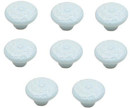 EBETA 10er Vintage Schubladenknopf Schrankknöpfe Möbelknopf Schrankgriffe Türknöpfe Knauf für Schrank, Schublade, aus Keramik (Hellblau)