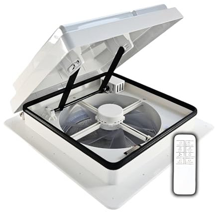 Ventola di ventilazione per camper da 12 V con telecomando, sensore di pioggia intelligente, flusso d'aria reversibile, basso rumore, potente motore brushless e guarnizione inclusa – Ventilatore da