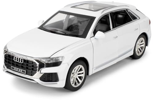 imtfzct 1:24 Q8 Modellauto, Alu-Druckgussauto mit Rückholfunktion, Kinderspielzeugauto mit Licht und Sound, Sammlermodell Spielzeug, Kindergeschenk (weiß)