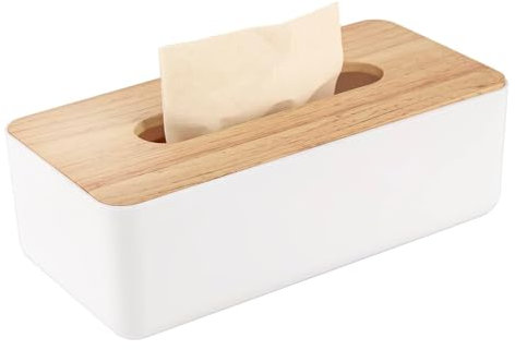 Esshogo Boîte à mouchoirs en bois de chêne, 21 x 13 x 9,5 cm, distributeur de mouchoirs, pratique, rectangulaire pour les mouchoirs standard