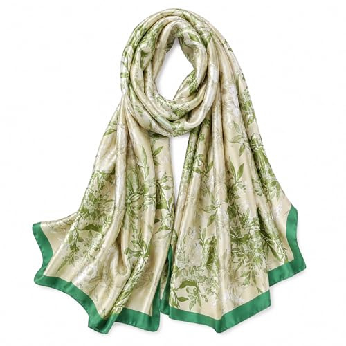 FAIRYGATE Scarf Gifts for Women Scarves Silk Scarfs for Ladies Satin Retro Art Painting Pattern Soft Silk Long Shawl Warm Wrap Sunscreen Shawls All Season 82027