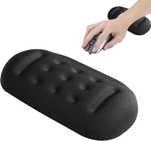 Mouse Wrist Support, Soft Memory Foam Mouse Wrist Rest Ergonomic Support Pad Cushion Hand Rest Massage Holes Design Anti-Slip Wrist Pain Relief for Computer Laptop Office Work(Black)