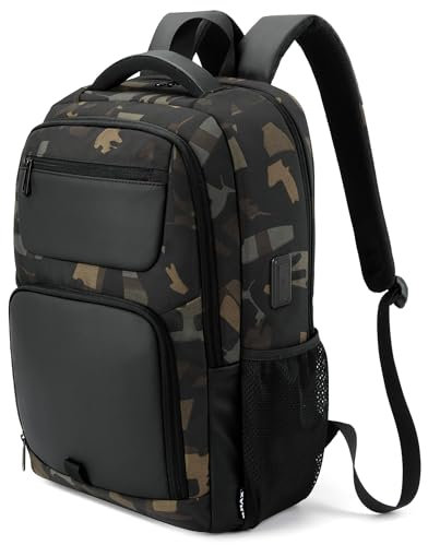 Sac a Dos Sacs à dos pour Ordinateur Portable Sac à Dos Voyage Homme Imperméable Antivol avec USB Charging Port 15.6 Pouces Sac a Dos PC Portable pour Loisirs Collège Voyage d'affaires, Camouflage