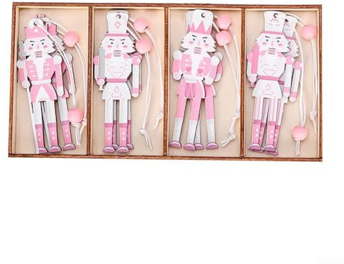 Ornamenti in legno schiaccianoci di Natale, set da 8 pezzi, rosa, 3 137,2 cm, design retrò re (B)