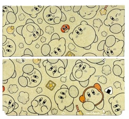 Limited Faceplate Replacement for New3DS Extra Top/Bottom Shells Kawaii Cute Star Kirbi, for New 3DS Small Handheld Game Console, Frosted Beige Color Outer Cover Plates Coverplate 2 PC Set