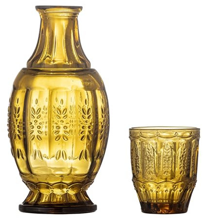 Bloomingville Creative Collection Theon Dekanter & Glas, Braun, Glas, T13xH27 cm, 2er-Set, 1100 ml / 280 ml