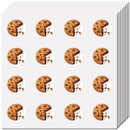 CREATCABIN 128 Stück Chip Cookie Aufkleber Keks Planer Aufkleber Wasserdicht Runde Vinyl Aufkleber Für Verpackungen Kekstüten Telefon Wasserflasche Scrapbook Kühlschrank Markierungspunkt Tags 2.5cm