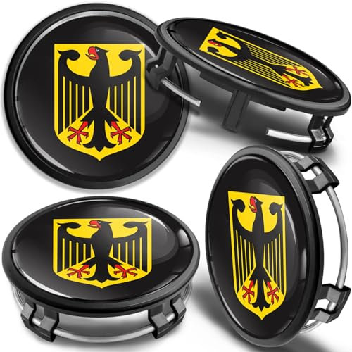 SkinoEu 4 x 75mm Enjoliveur Cache Moyeux Capuchon Compatible avec Mercedes Centre de Roue pour Alliage Jantes B66470207 / B664702003 Drapeau de l'Allemagne CM 77