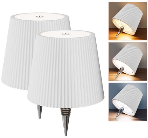 Nulmvic 2 Pezzi Lampada per Bottiglia LED Ricaricabile - Lampada da Tavolo Senza Fili Dimmerabile 3 Colori - IP54 Impermeabile Comando a Tocco per Interno Esterno Famiglia Ristorante Bar (Bianco)