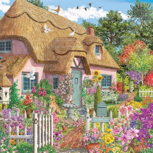 Falcon Thatched Cottage, 1000 Piece Jigsaw Puzzle for Adults - Beautifully Illustrated 1000Pc Adult Jigsaws, Fun Present & Activity for Home, Puzzles for Rainy Days, Birthday Jumbo