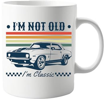 I'm Not Old, I'm Classic 11oz Mug – Funny Vintage Car Design – Humorous Gift for Enthusiasts – Retro Style Coffee Cup for Classic Car Lovers – Microwave Safe