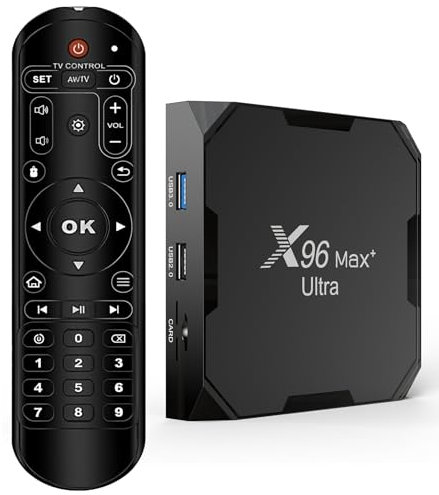 Android 11.0 TV Box 2025, LEFFOT X96Max+Ultra 4K Ultra HD Boitier Android TV, 4GB RAM + 32GB ROM, Smart TV Boitier with HDR10+, 2.4G & 5G WiFi 5, BT 4.0, 100M Ethernet, Amlogic S905X4 Quad Core A55