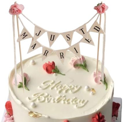 Cake Topper Hochzeit,Hochzeitstorte Deko,Just Married Deko,Tortendeko Hochzeit Tortenstecker,Tortentopper Hochzeitstorte Topper,Kuchendeko Hochzeitsdeko Torte,Tortenaufleger,Mini Tortendekoration