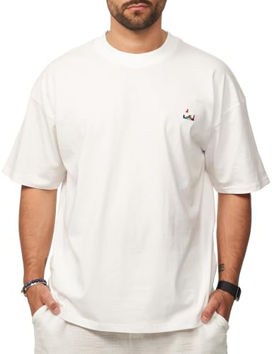 Soulstar Herren T-Shirt Oversized Fit Kurzarm 100% Baumwolle Rundhals Male Tee Crew-Neck Männer Oberteil S2_Tetris-White-M