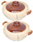 iplusmile 2 Piezas cacerola monomando cacerola para horno cazuelas con tapa Plato de hornear ollas de barro olla de barro chino horario de cerámica portador de cacerola aislado Arcilla Beige