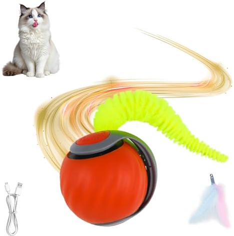 LIAVOP Katzenspielzeug Ball Elektrisch, 2025 Neu Magic Ball Hund, Interaktives Hundespielzeug Multifunktional, Interaktives Katzenspielzeug Hundespielzeug mit Ersatzschwanz