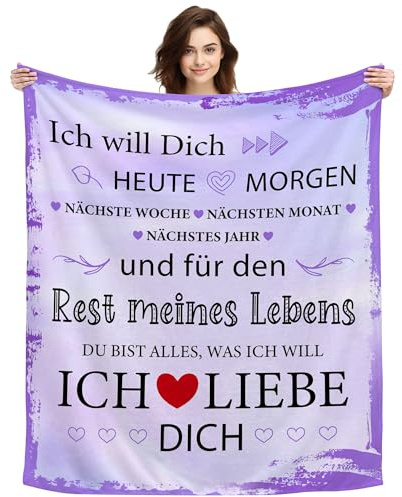 ACAROMAY Valentinstag-Jubiläumsdecke für Sie und Ihn Romantisches „Ich Liebe Dich“ Geschenk für Frauen Männer Paare Ehefrau Ehemann Kuscheldecke 150 x 130 cm (Ich Liebe Dich)