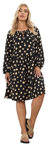 Yours Curve Black Heart Print Tie Neck Dress - Women's - Plus Size Curve