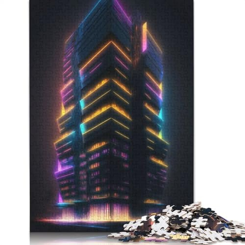 Puzzle 500 Teile Neon Skyscraper V2 Puzzle für Erwachsene und Holzpuzzle Geeignet für 18 Jahre und älter Lustige Puzzlespiele 500pcs (52x38cm)
