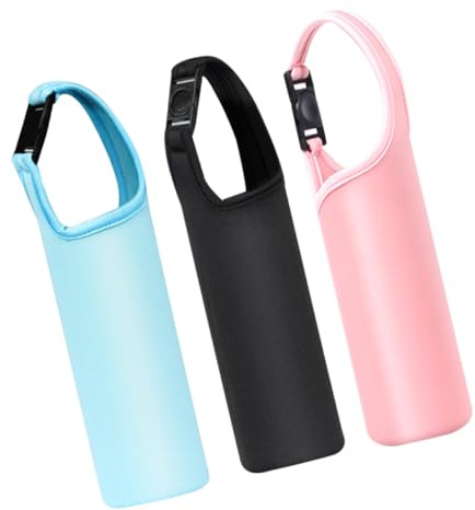 TOGEVAL Lot de 3 Housses Isothermes en Néoprène pour Bouteille Poignée à Boucle Protection Rayures et Chocs Compatible Bouteilles Acier INOX Verre et Plastique Sacoche Transport