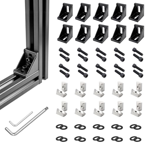 TOHIRA 30x30 Aluminiumprofil Winkelverbinder, 10 Stück Schwarz, Eckwinkel 90°, Aluprofil Winkel für 3D-Drucker & DIY-Projekte