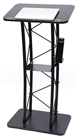 MEELRYD Stehpult, Schwarz Kanzel Rednerpult mit Verdickt Breiter Leseplattform, professioneller Kanzel-Vortragstisch, Stabilität Podium Ständer für Schulen, Konferenzräume, Kirchen(60 x 40 x 120cm)
