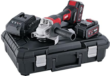 FLEX Akku Winkelschleifer Set L 125 18.0-EC LD/5.0 (18,0 V Light Duty,125 mm, bürstenloser Motor, schlanker Griffbereich, EMS, Anti-Kickback, inkl.2 Akkus, Akku-Trennschleifer) 534329
