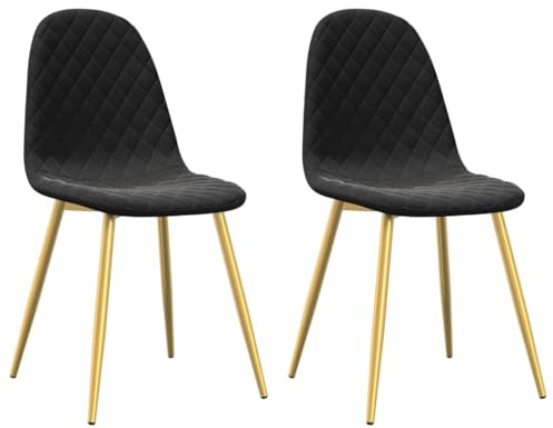 Mhdvray Lot de 2 chaises de salle à manger, en velours noir avec pieds dorés, modernes, pour cuisine, salle à manger, salon, balcon, 45 x 53,5 x 83 cm