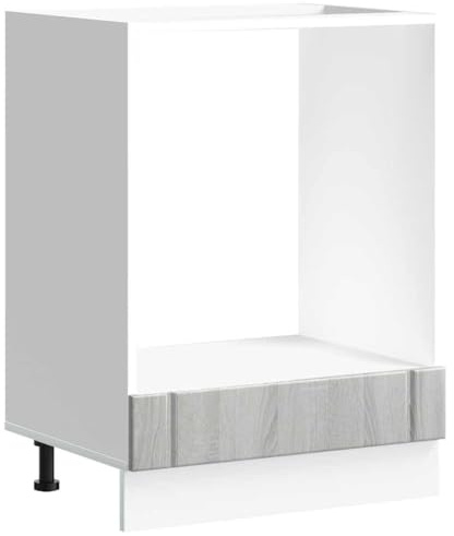 Teenpull Armoire de Four Lucca Sonoma Gris Bois d'ingénierie avec Pieds réglables 60x46x81,5 cm Meuble de Cuisine Compact pour Rangement Micro-Ondes et Four capacité 50 kg