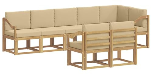 vidaXL Outdoor-Sofagarnitur mit Kissen 8 pcs Weiß und Beige Polyester, Moderne Sofa für draußen, Gartenmöbel-Set, wetterfest, gemütliche Terrassen-Lounge