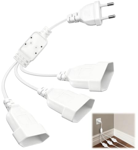 2 en 1 Rallonge Plate, 50cm Multiprise Plate Derriere Meuble 250V/2.5A Max | Rallonge Prise Fiche Plate pour TV Ordinateurs Lampes Projecteurs, la Plupart des Appareils Domestiques(Blanc)