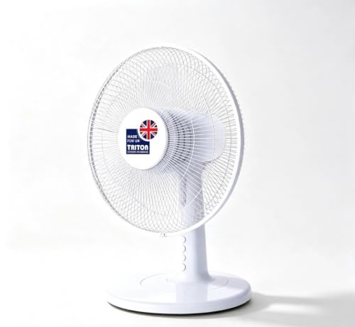 Meet AI Muse 12 Oscillating Inch White Desk Fan, White Match Finish 30cm – 3 Speed, Silent Motor Round Base