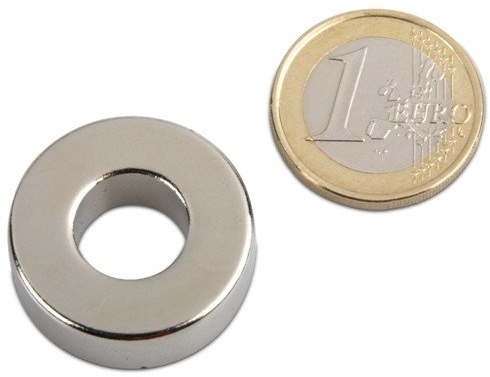 Ringmagnet Ø 26,0 x 12,0 x 9,0 mm (magnets4you) - Magnetring aus N45 Nickel - hält 15,4 kg, Neodym Supermagnet Powermagnet Haftmagnet
