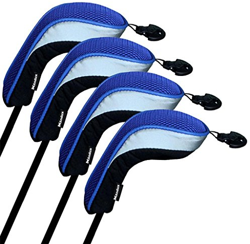 Andux Mesh Golf Hybrid Club Head Covers with Dial No. Tags 4Pcs Blue