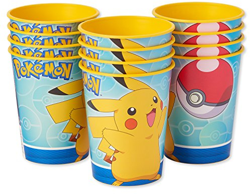 American Greetings Pokemon Partyzubehör, 473 ml, Wiederverwendbare Kunststoffbecher, 12 Stück