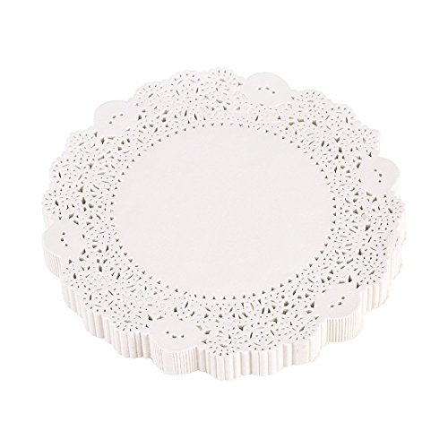 Yosoo 180 Stück Deckchen Spitze aus Papier, hohl, für Kuchen, Verpackung, Dekoration, Geburtstag, Hochzeit, 14 cm, 16,5 cm, 19 cm, 21,5 cm, 24,26,5 cm
