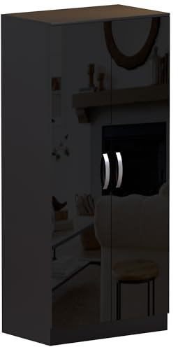 Vida Designs Hulio 2 Door Wardrobe, Black, 47 cm D x 76 cm W x 170 cm H