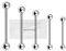 Warrior Sterile Tongue piercing Nipple Shield Barbell Ring Bars made of surgical steel 316L Body Jewelry 14G(1.6mm) with two balls 5mm PLS-001(14)