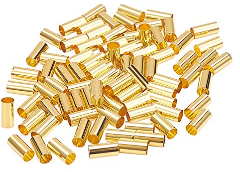 PandaHall Elite 150 Stk. 10mm Säule Messing Rohr Perlen Ring Makramee Perlen Spacer Perlen mit 4,5mm Loch für DIY Nähen Handwerk und Makramee Wandbehang Pflanzenhalter Handwerk, Golden