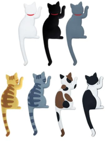 HEMOTON 7 Stücke Katzen Kühlschrankmagnete Mit Einstellbaren Biegbaren Katzenschwänzen Magnetische Aufkleber Für Küche Und Haushalt Praktische Deko Und Haken Für Notizen Und Rezepte