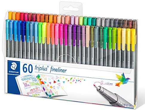 STAEDTLER Fineliner triplus, ergonomische Dreikantform, hohe Qualität, superfeine 0,3 mm Spitze, Set mit 10 brillanten Farben + 3 ST gratis in transparenter Box, 334 TB13