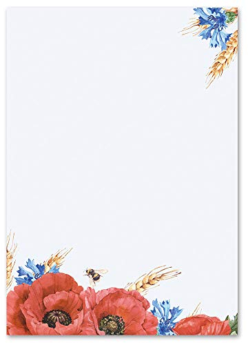 20 Blatt Briefpapier Blumen & Blüten FELDBLUMEN - DIN A4 Format - Paper-Media
