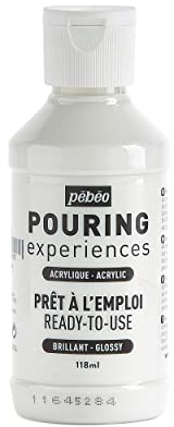 Pébéo Pouring Experiences Acrylfarbe zum Gießen-Gebrauchsfertig und Vorgemischt-Ideal für Fluid Art, Acryl, Titanweiß, 118 ml, 118 Milliliter