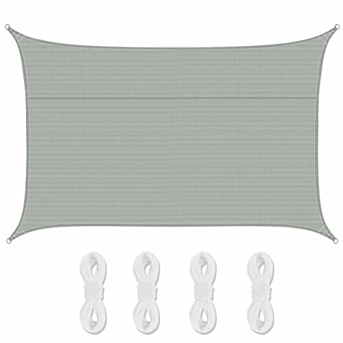 Sonnensegel Sonnenschutz Wasserdicht, 95% UV Schutz Rechteck Segel für Garten, Terrasse und Balkon, Polyester Oxford-Stoff Schattensegel mit Spannseilen